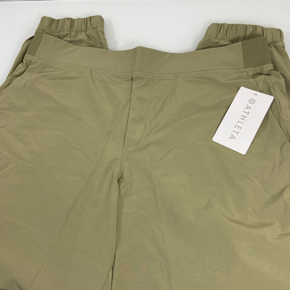 Athleta Womens 16 Green/Tan Brooklyn Jogger New Featherweight Stretch S481-0061